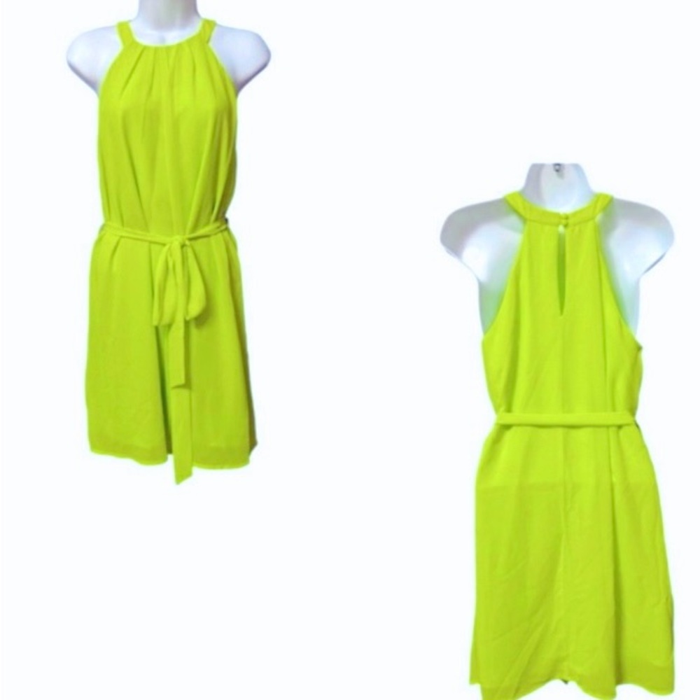 Naked Zebra Vibrant Dress~ Yellow Lime Green, midi mini, scoop neck, Vegas